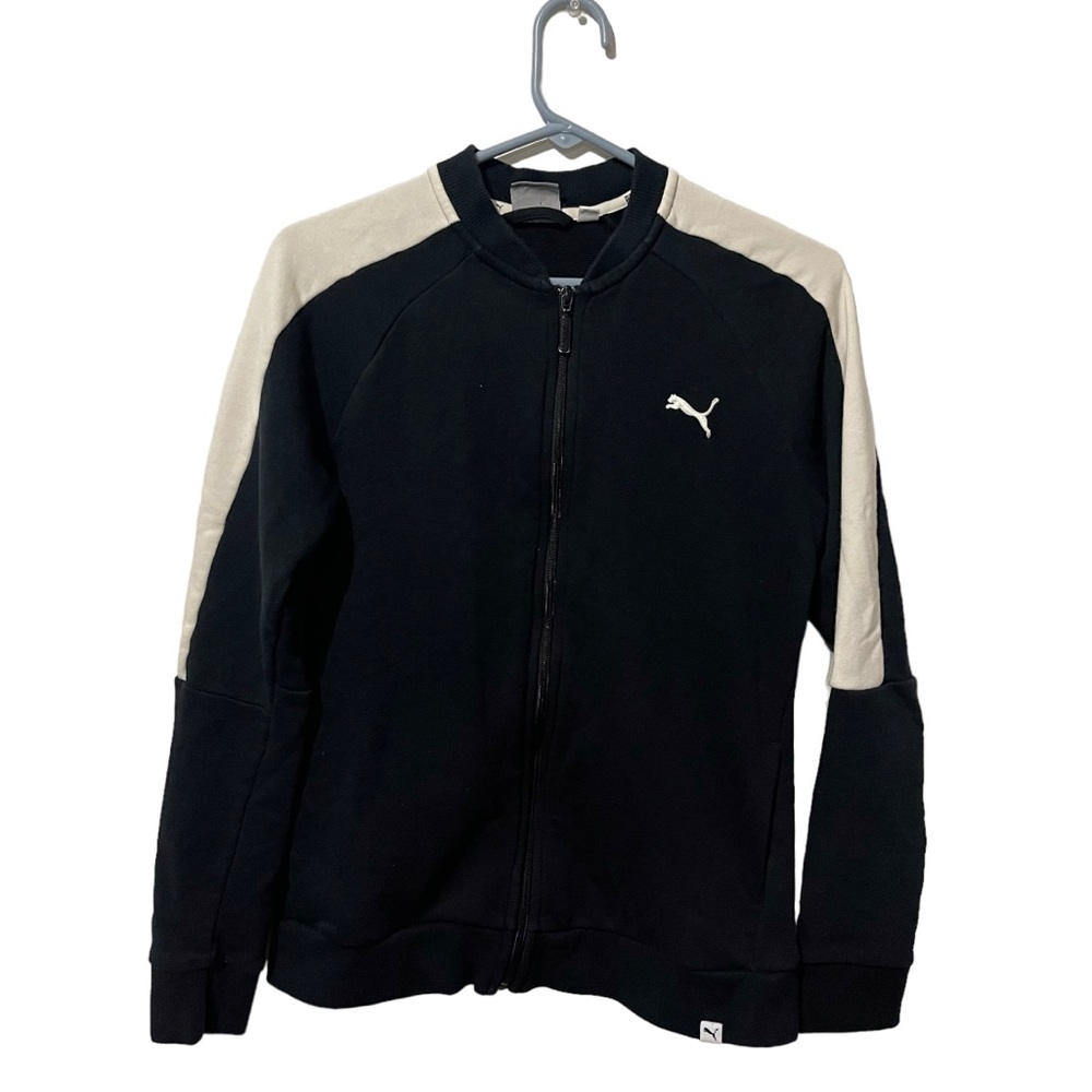 Puma Jacket Men Medium Black Full Zip Sweatshirt Activewear Long Sleeve Athletic